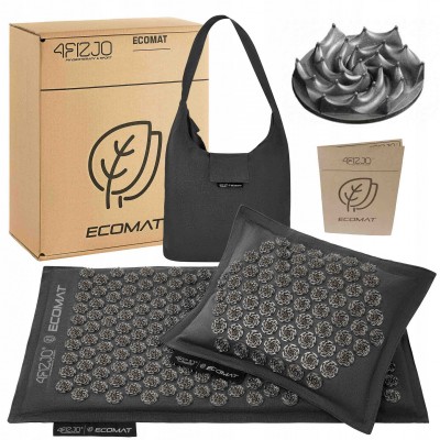Коврик акупунктурный с подушкой 4FIZJO Eco Mat Аппликатор Кузнецова Black/Black (P-5907739312563)