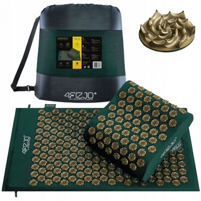 Килимок акупунктурний з подушкою 4FIZJO Ergo Mat Аплікатор Кузнєцова Navy Green/Gold (P-5907739315076)