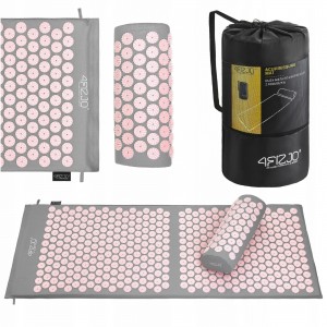 Коврик акупунктурный с валиком 4FIZJO Classic Mat XL Grey/Pink (P-5907739313294)