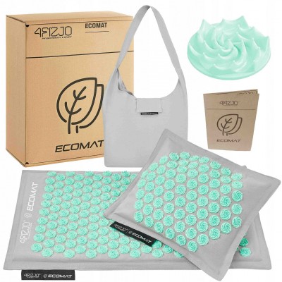 Килимок акупунктурний з подушкою 4FIZJO Eco Mat Аплікатор Кузнєцова Grey/Mint (P-5907739312181)