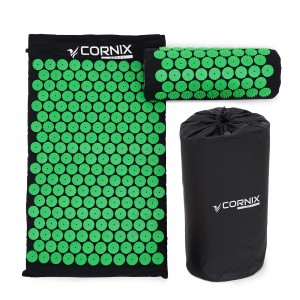 Коврик акупунктурный с валиком Cornix Classic Mat XR-0110 Black/Green