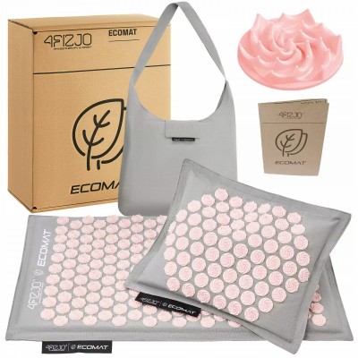 Килимок акупунктурний з подушкою 4FIZJO Eco Mat Аплікатор Кузнєцова Grey/Pink (P-5907739312174)