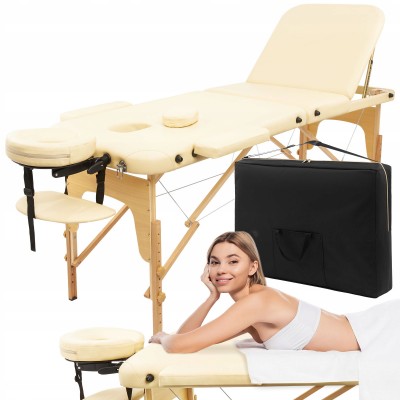 Масажний стіл складаний 4FIZJO Massage Table+ Wood W60 Beige (P-5907739318367)