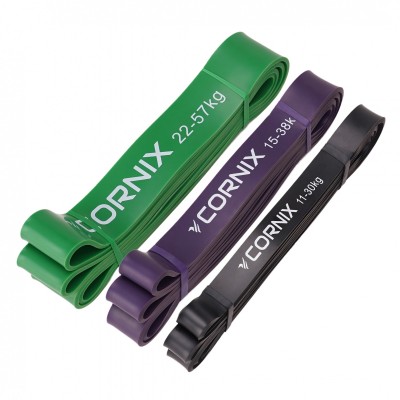 Эспандер-петля Cornix Power Band 11-57 кг (резина для фитнеса и спорта) набор 3 шт XR-0089