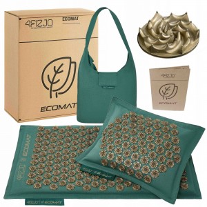Коврик акупунктурный с подушкой 4FIZJO Eco Mat Navy Green/Gold (P-5907739312891)