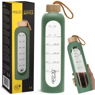 Бутылка для воды спортивная 4FIZJO 1000 мл стеклянная Olive (P-5905973403900)