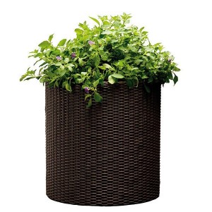Горшок для цветов Keter Cylinder Planter Medium, 18 л, коричневый Горшок для цветов Keter Cylinder Planter Medium, 18 л, коричневый