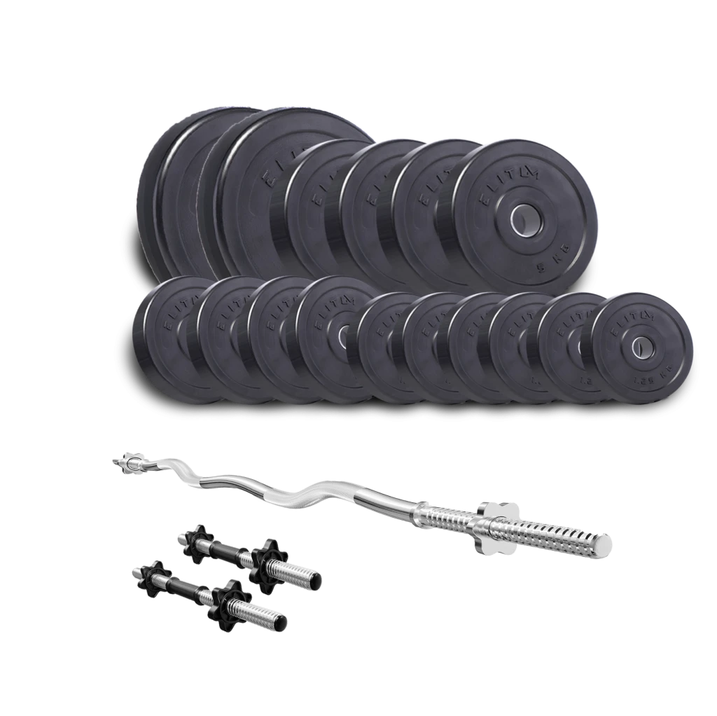 Набір Elitum Titan 66 кг зі штангою та гантелями 