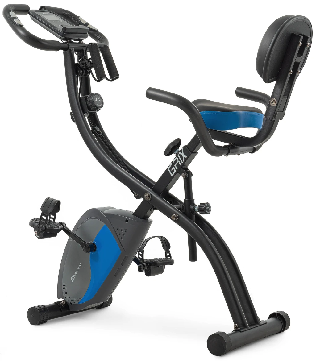 Велотренажер складной Hop-Sport HS-3010X Grix X-Bike с эспандерами черно-синий