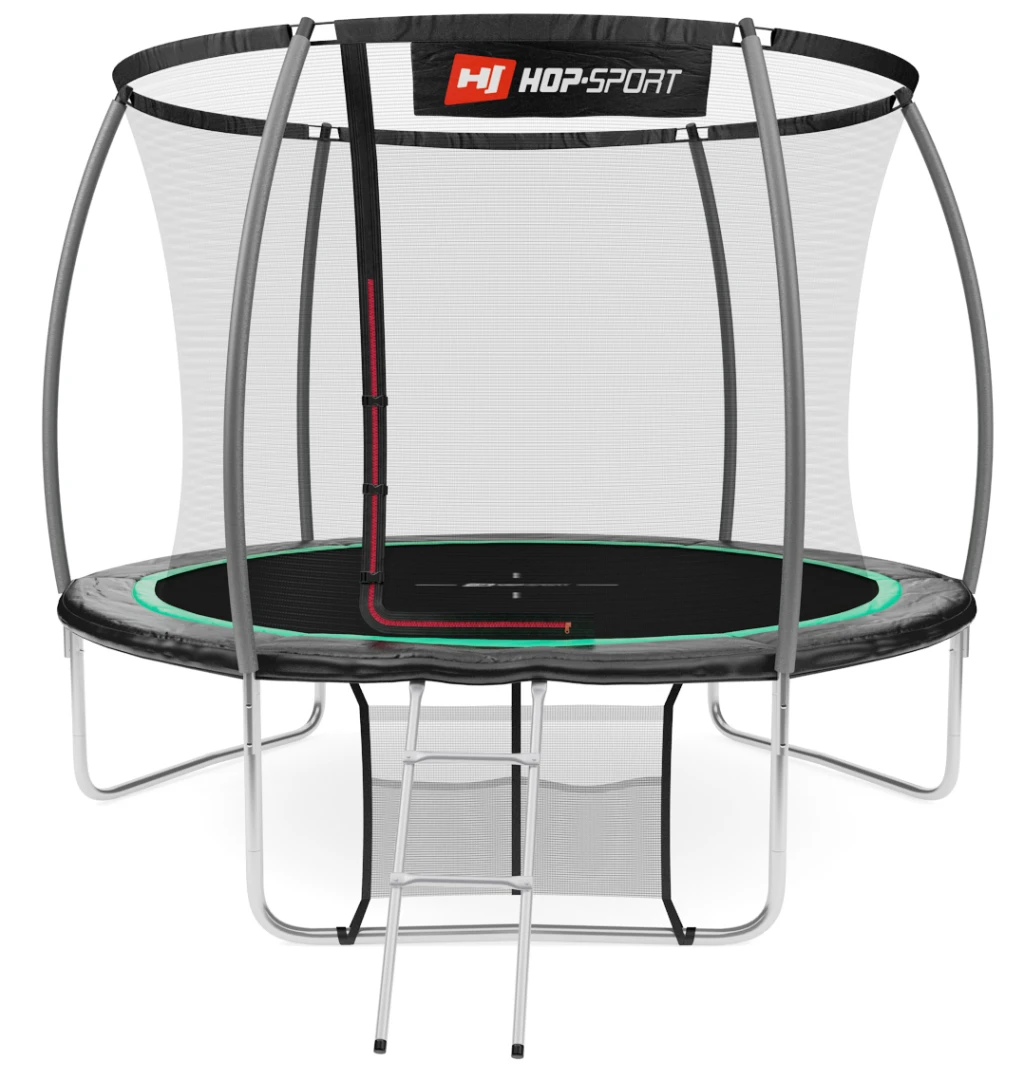 Батут Hop-Sport Premium 10ft (305 см) черно-зеленый с внутренней сеткой