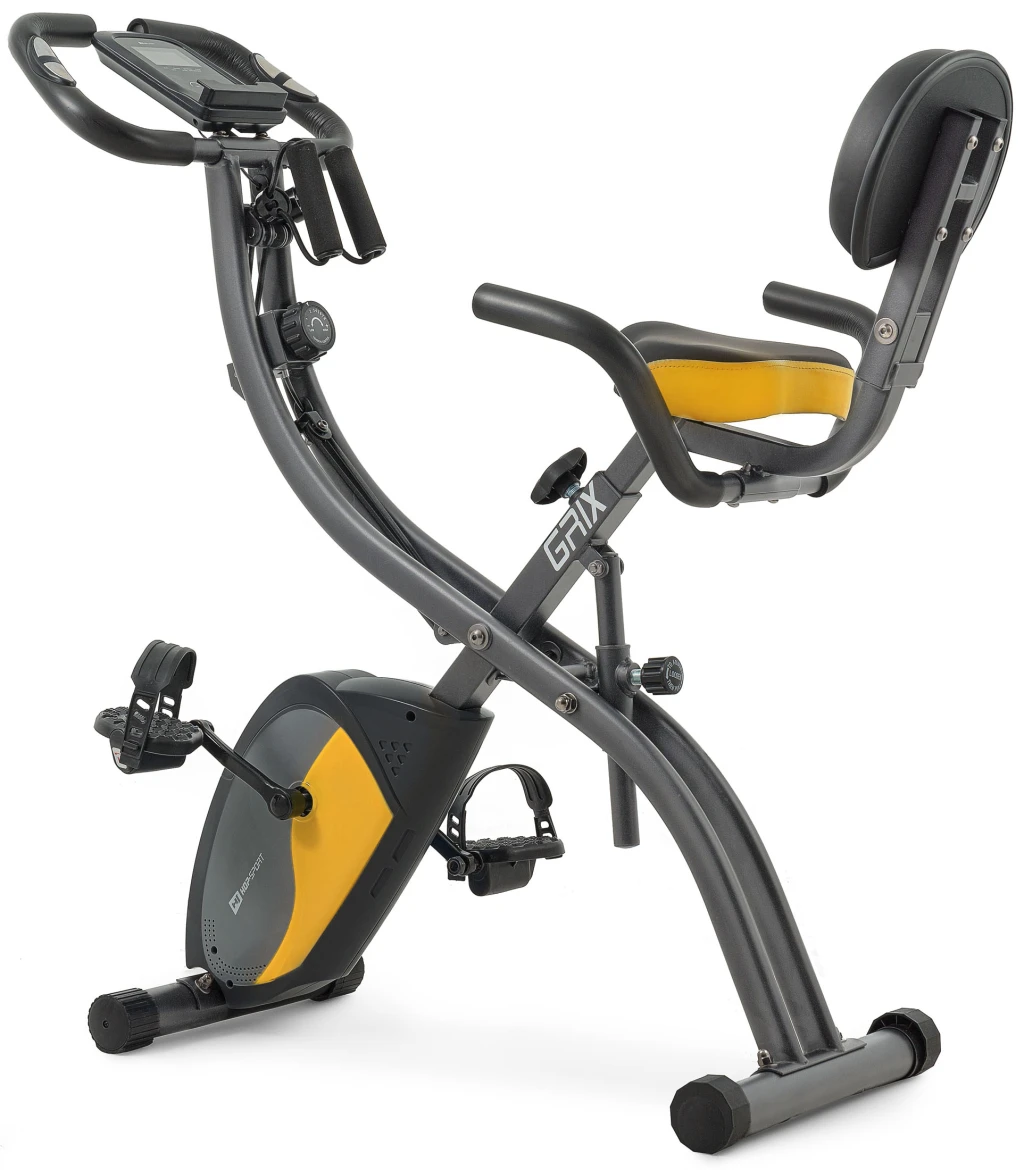 Велотренажер Hop-Sport HS-3010X Grix X-Bike складной с эспандерами серо-желтый