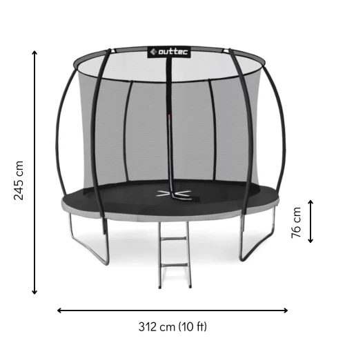 Батут Outtec Premium 10ft (312см) черно-серый с внутренней сеткой