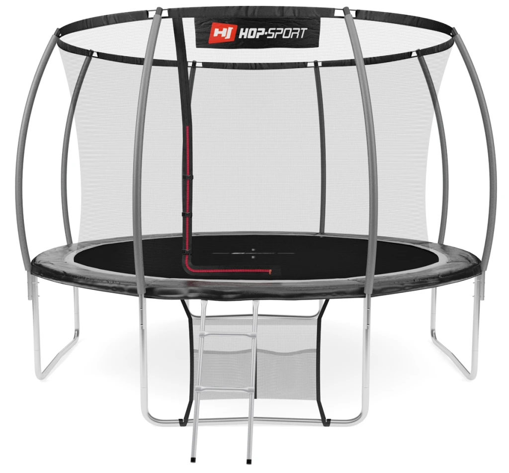 Батут Hop-Sport Premium 12ft (366 см) черно-серый с внутренней сеткой