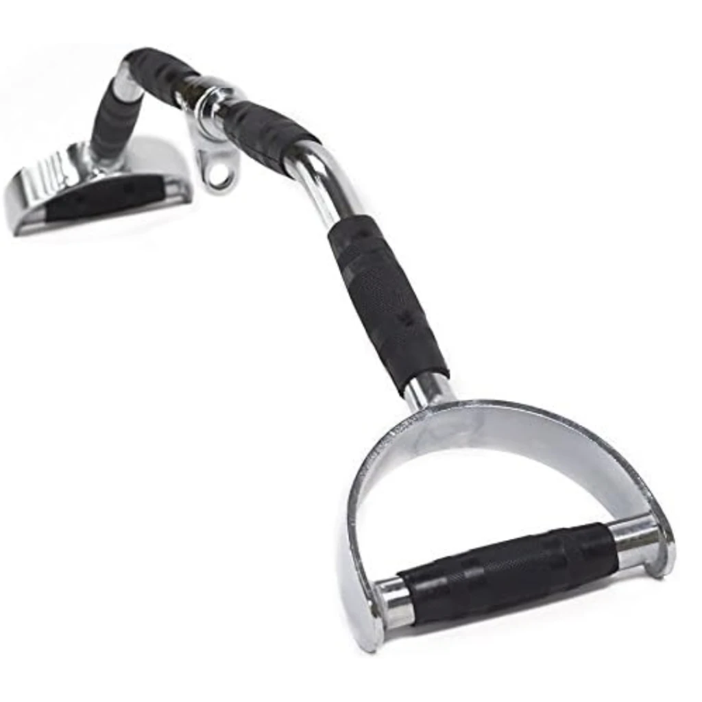  Ручка для верхньої тяги York Fitness 86см з паралельним хватом вигнута з гумовими рукоятками, хром