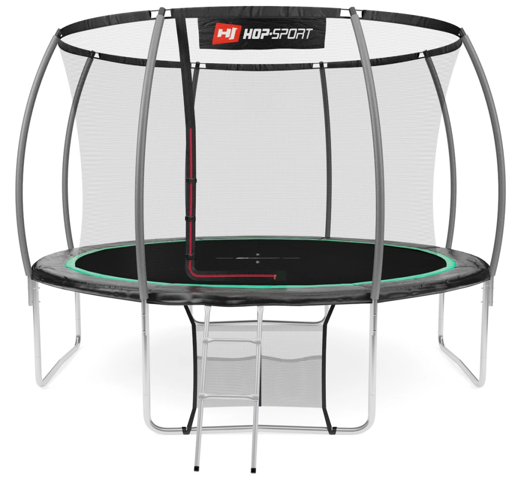 Батут Hop-Sport Premium 12ft (366 см) черно-зеленый с внутренней сеткой