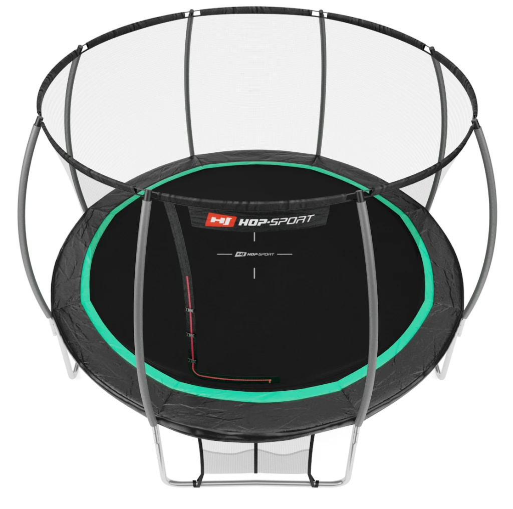 Батут Hop-Sport Premium 12ft (366 см) черно-зеленый с внутренней сеткой