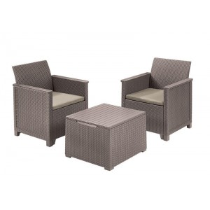 Комплект садовой мебели Keter Emma balcony set, стол-сундук, бежевый Комплект садовой мебели Keter Emma balcony set, стол-сундук, бежевый