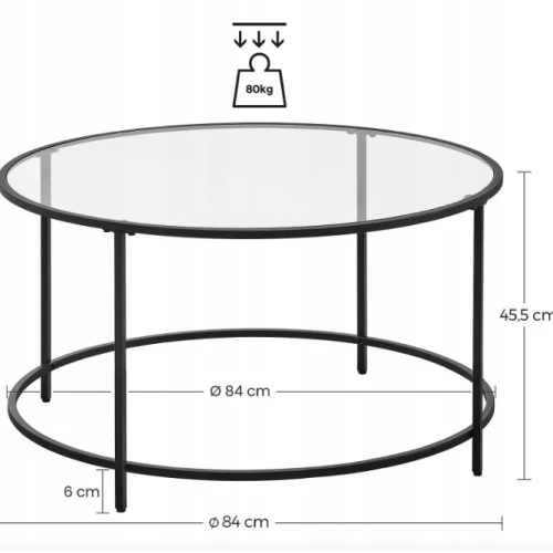 Журнальний столик Leobert Oskar круглий з прозорою стільницею
