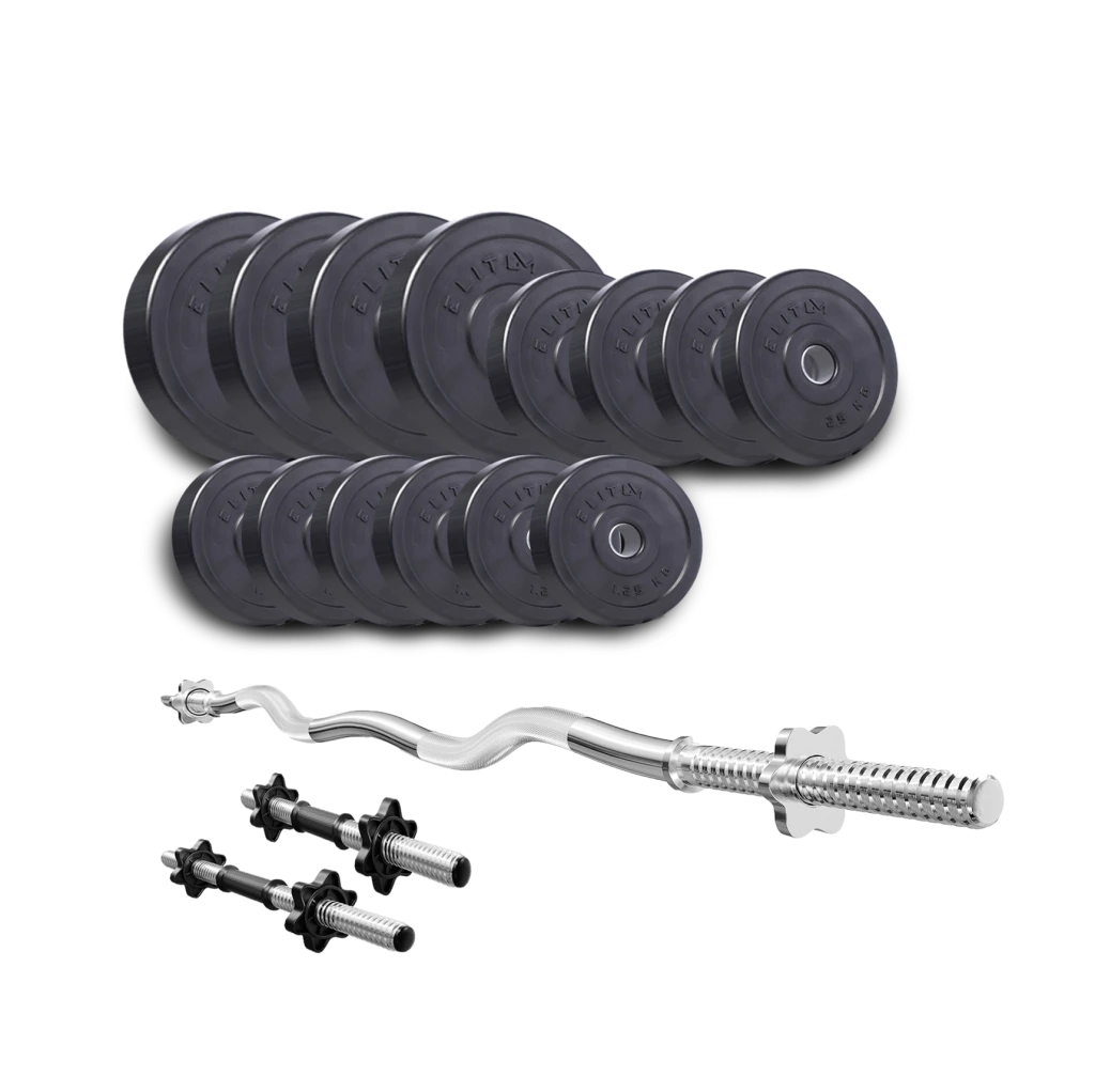 Набір Elitum Titan 46 кг зі штангою та гантелями 