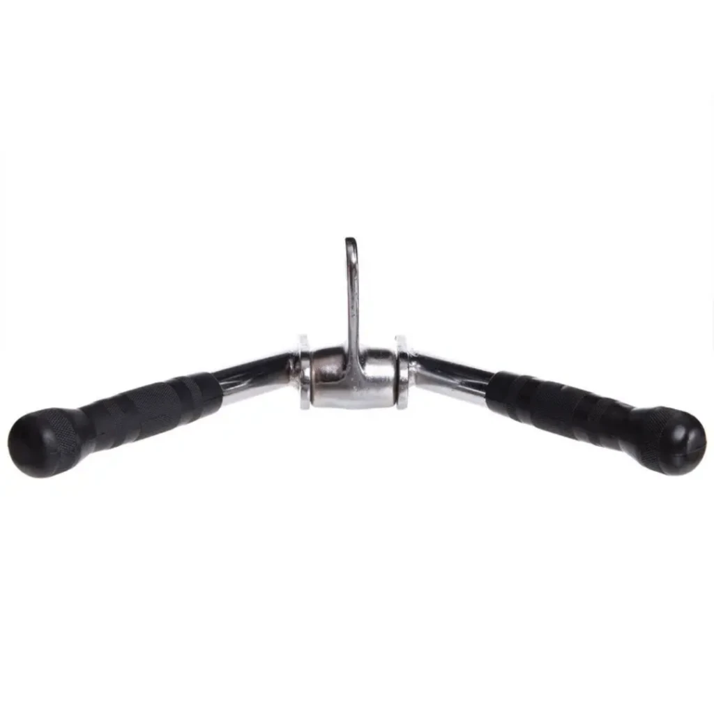 Ручка для верхней тяги York Fitness V-образная на трицепс с вращающимся подвесом и резиновыми рукоятками, хром