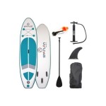Веслярна дошка SUP з веслом та аксесуарами SUP 10’ White-Turquoise Blue