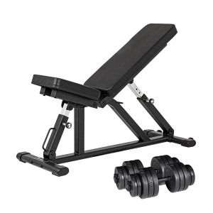 Регулируемая скамейка для тренировок + гантели 2*20 кг inSPORTline AB100