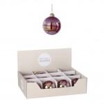 Набір ялинкових скляних глянцевих кульок "House of Seasons" 12 шт, Ø 8 см, темно-рожевий 