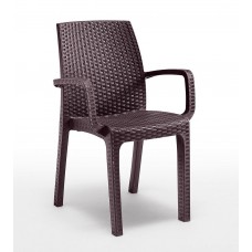 Стілець садовий пластиковий BICA Verona armchair, коричневий.<p> Міцний та зручний <strong>Стілець садовий пластиковий BICA Verona armchair</strong> у привабливому коричневому кольорі, стилізований під ротанг, підходить для будь-якого використання – у при