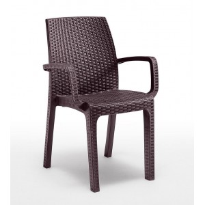 Стул садовый пластиковый BICA Verona armchair, коричневый Стул садовый пластиковый BICA Verona armchair, коричневый