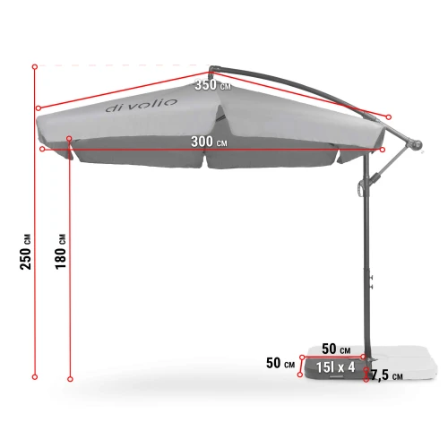 Парасолька садова Di Volio EMPOLI 300 см кремова + Основа для садової парасольки