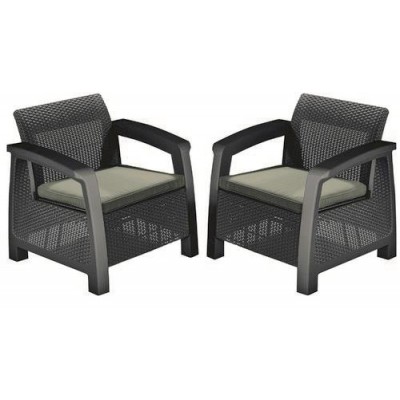 Комплект крісел, 2 шт, Bahamas Duo set, коричневий - сіро-бежевий 