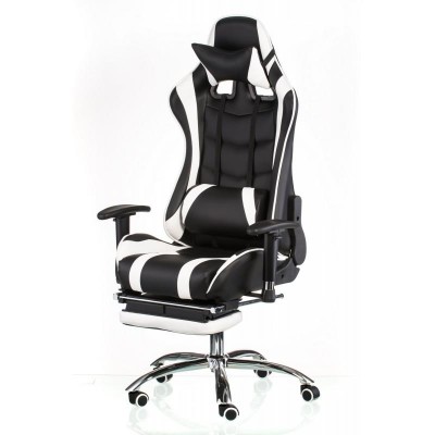 Кресло Special4You ExtremeRace black/white with footrest (E4732)