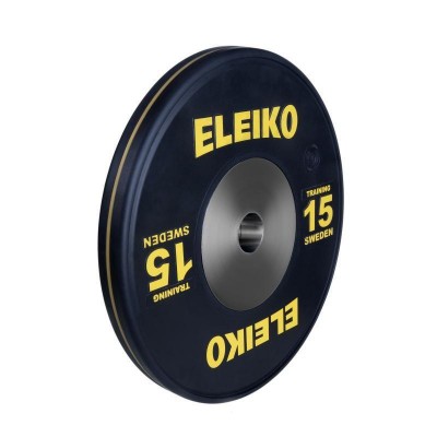 Олимпийский тренировочный диск Eleiko 3001121-15 для тяжелой атлетики 15 кг черный (d-50 мм), каучук