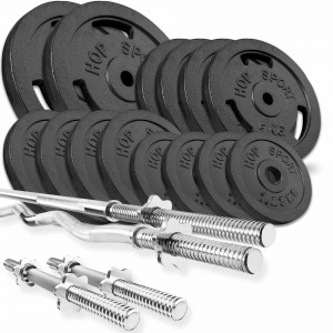 Набор Hop-Sport STRONG 76 кг с прямым, W або Z подобным и гантельными грифами